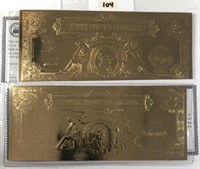 2-$2 Gold Leaf Certificates with COA