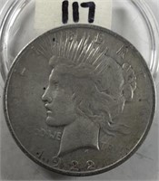 1922D Peace Silver Dollar