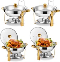 $160  4 Pack 5QT Chafing Dish Set  Steel  Gold