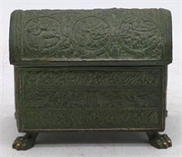 (F) Cast Iron Green Chest Dog Footed Keepsake