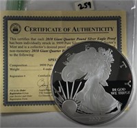 2018 Giant Quarter Pound Silver Eagle Proof .9999