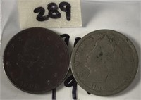 1906 & 1912 V Nickels