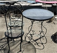 (J) 3pc Patio Set 2 Chairs & Glass Top Table