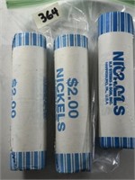 3-$2 Rolls of 2006P Nickels UNC