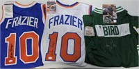 Larry Bird & Wal Frazier Signed Jerseys JSA