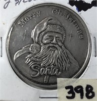 1 Troy Oz. .999 Fine Silver Santa Round