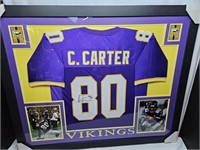 C Carter Vikings Signed Framed Jersey JSA