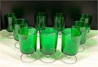 Green Stemware with Clear Bases