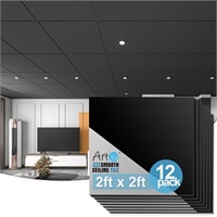 $72  Art3d Ceiling Tile 2ftx2ft  Fire-Rated  Black