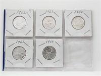 25 Cents Silver Collection 1962 - 66 UNC