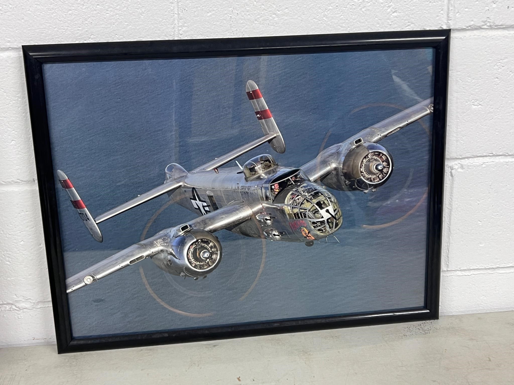 Framed B25 bomber photograph