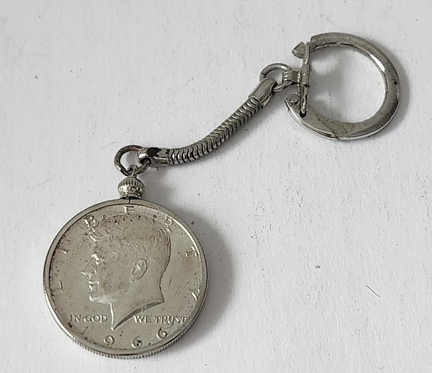 US Silver Half Dollar Key Chain 1966