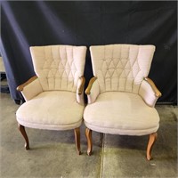 2 Pink Tufted Chairs with Nailheads