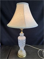Cut Glass Lamp with Brass details, with shade
