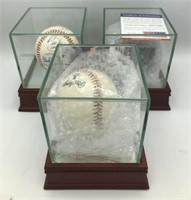 3 Graded Auto Baseball In display (Multi Sig, Lou