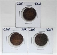 1905 1906 1907 Large Cent Canada