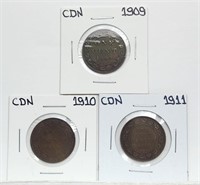 1909 1910 1911 Large Cent Canada