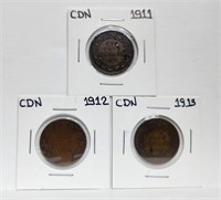1911 1912 1913 Large Cent Canada