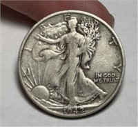 1942 S Silver Walking Liberty 1/2 Dollar Coin
