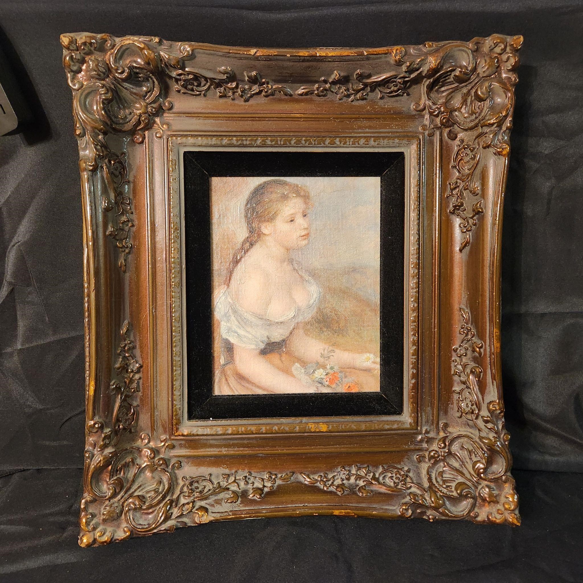 ORNATELY FRAMED ANTIQUE 8X10 OIL ON CANVAS