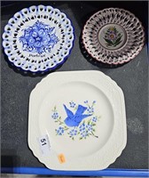 3 Vintage Plates - 2 Made oin Portugal Pierced