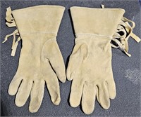 Leather Work Gloves w/ Pink Lining & Fringe