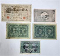 Classic German Banknotes 1910 to 1923