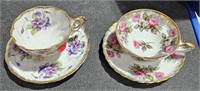 2 Porcelain China Tea Cups and Saucers No Names
