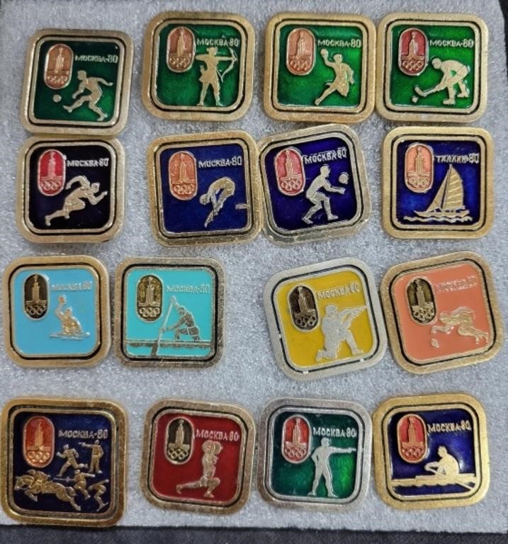 Assortment of Pins from the 1980 Summer Olympics