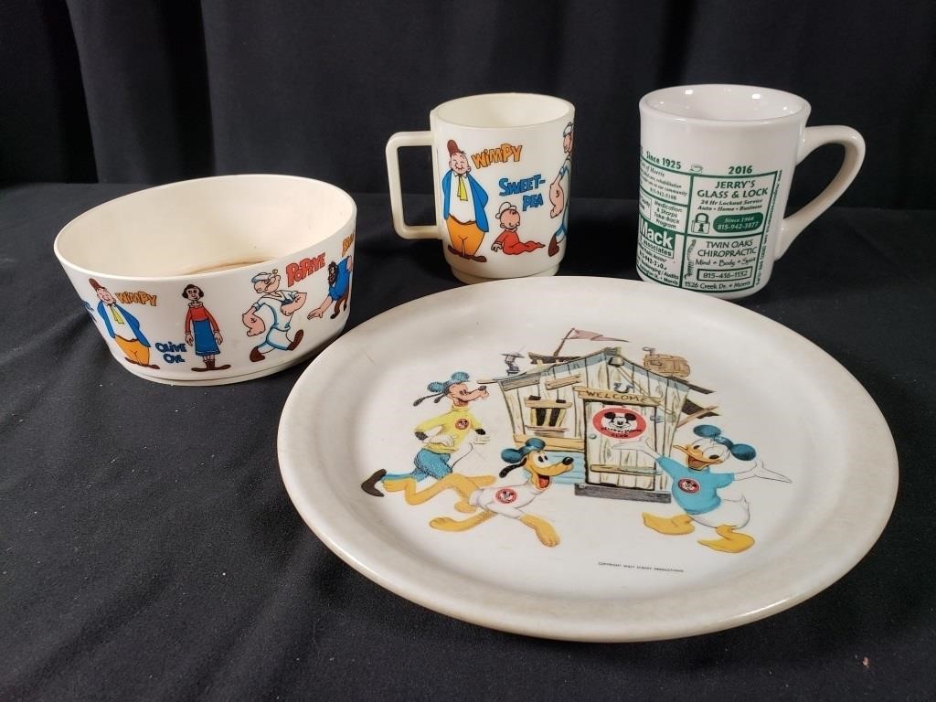 Popeye & Mickey Mouse Cups