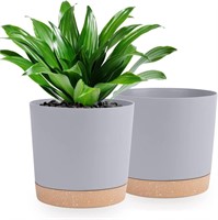 $28  QCQHDU Plant Pots 10in - 2 Pack  Light Grey