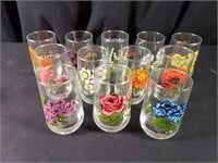 12-Pc Flower of the Month Glasses