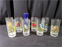 8-Pc Bird Glasses & Vase