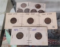 (11) Small Cents - (5) Indian 1889 1890 1898 1899
