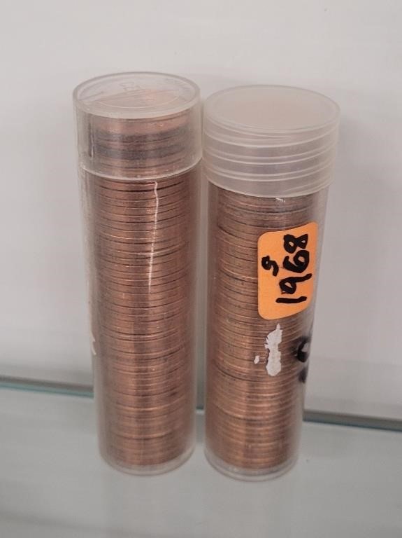 (2) Rolls of 1968S Lincoln Cents