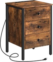 Industrial Nightstand with Charging Station