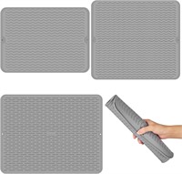 Grey Silicone Dish Drying Mat  Easy Clean  3 Pcs