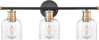 $66  Vintage Bathroom Light Black/Gold 3 Lights