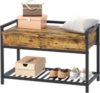 $70  Shoe Rack Storage Bench  Rustic  Safety Hinge