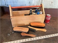 Wooden Tool Box w/Shoe Shine Supplies