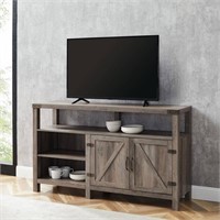 58 in. Gray Wash Wood TV Stand w/ Shelves