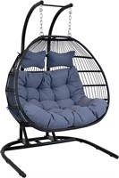 Sunnydaze Liza Egg Chair - Black  76 Tall