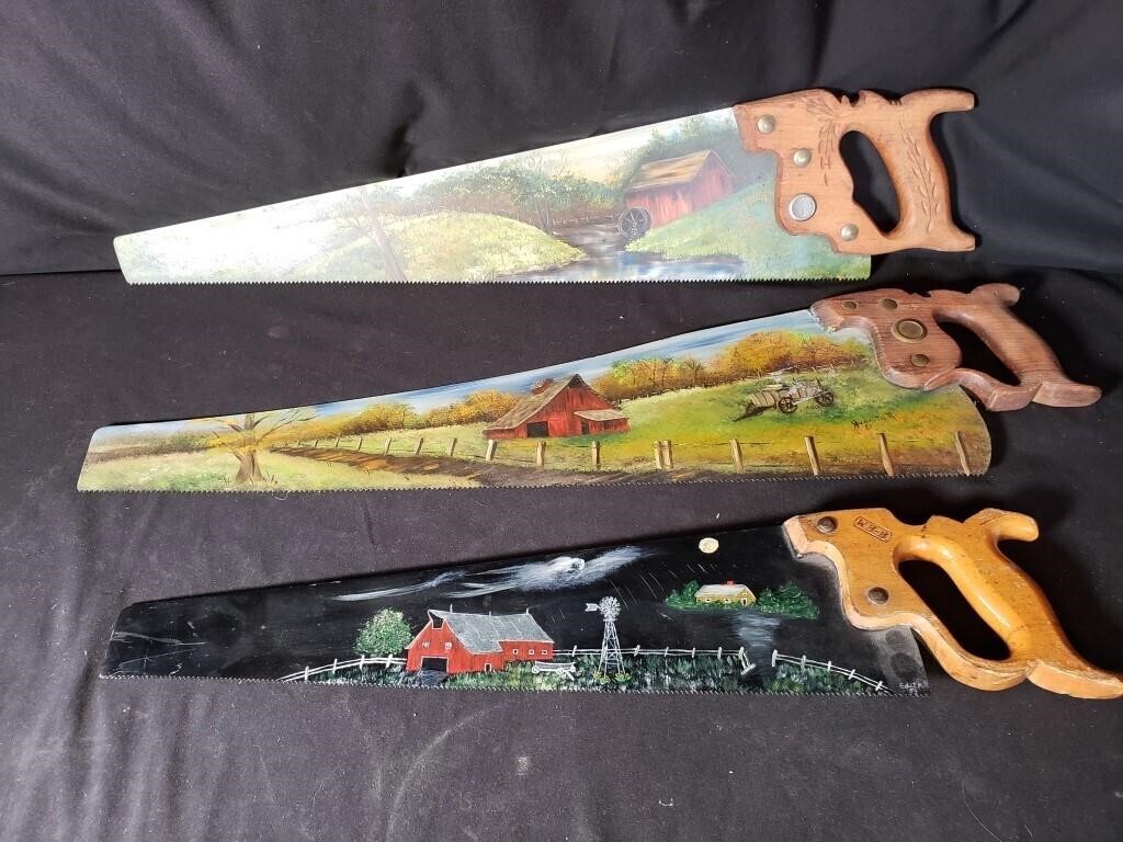 (3) Hand-Painted Saws