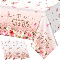 $10  3 Pack Floral Baby Shower Tablecloths  Girl