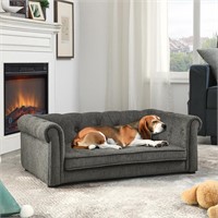 Grey Pet Sofa  Sponge & Linen  38.9x23.2x13.7