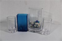 4 Glass Vases 5 to  8"