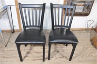 2 Metal & Leather Chairs 18 to seat 33 top of back