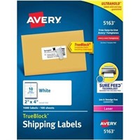 Avery 2x4 White Labels  TrueBlock  1000/Box