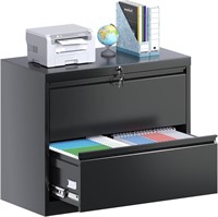 40.5L X 22W X 8.5H  2 Drawer File Cabinet  Black