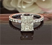 2.32 Ct Diamond Radiant Halo Engagement Ring